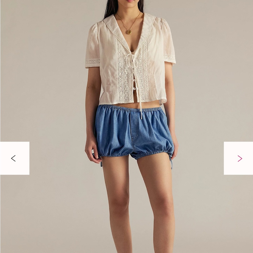 Blue Denim Shorts by Free People with Bow Ties on Sides NWOT